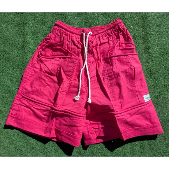 VTG Neon Drawstring High Waisted Women's Sm Pleated Cotton 1990s 3Pc Short Set - Picture 3 of 10